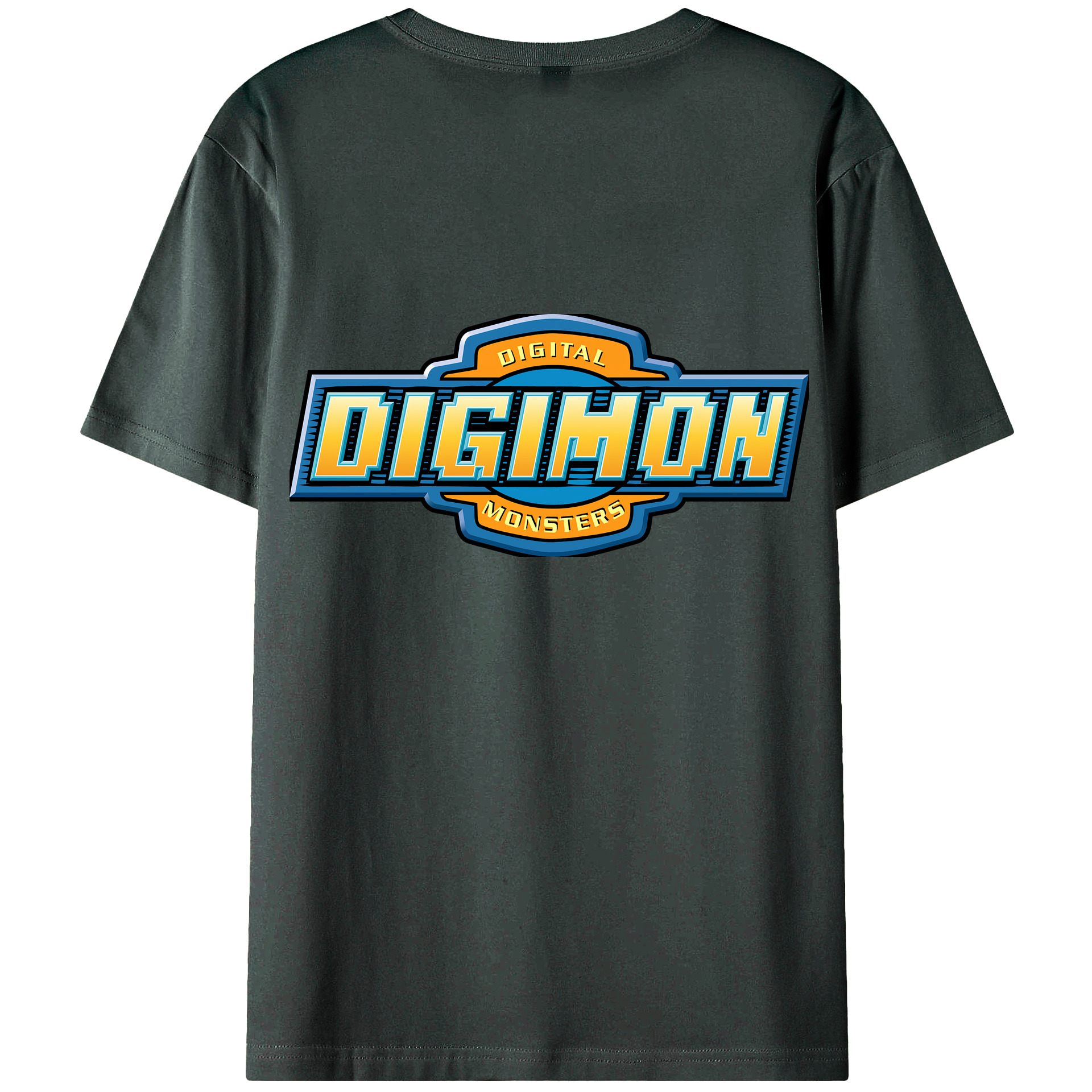 （画像用） Digimon デジタルモンスター/デジモン 綿100％ メンズ半袖Tシャツ（バックプリント） 通気性